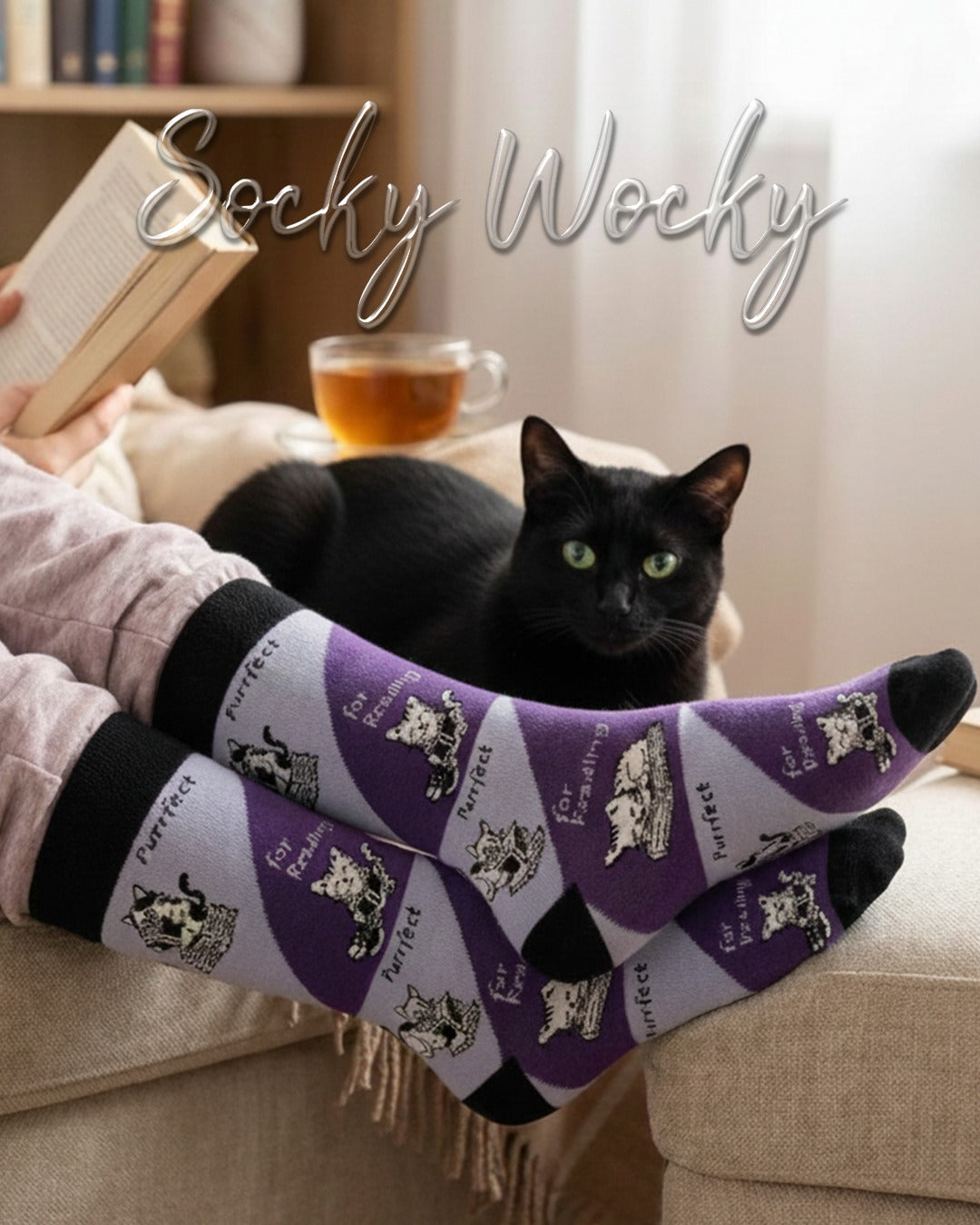 Purrfect for Reading Socks Cat Lover Edition